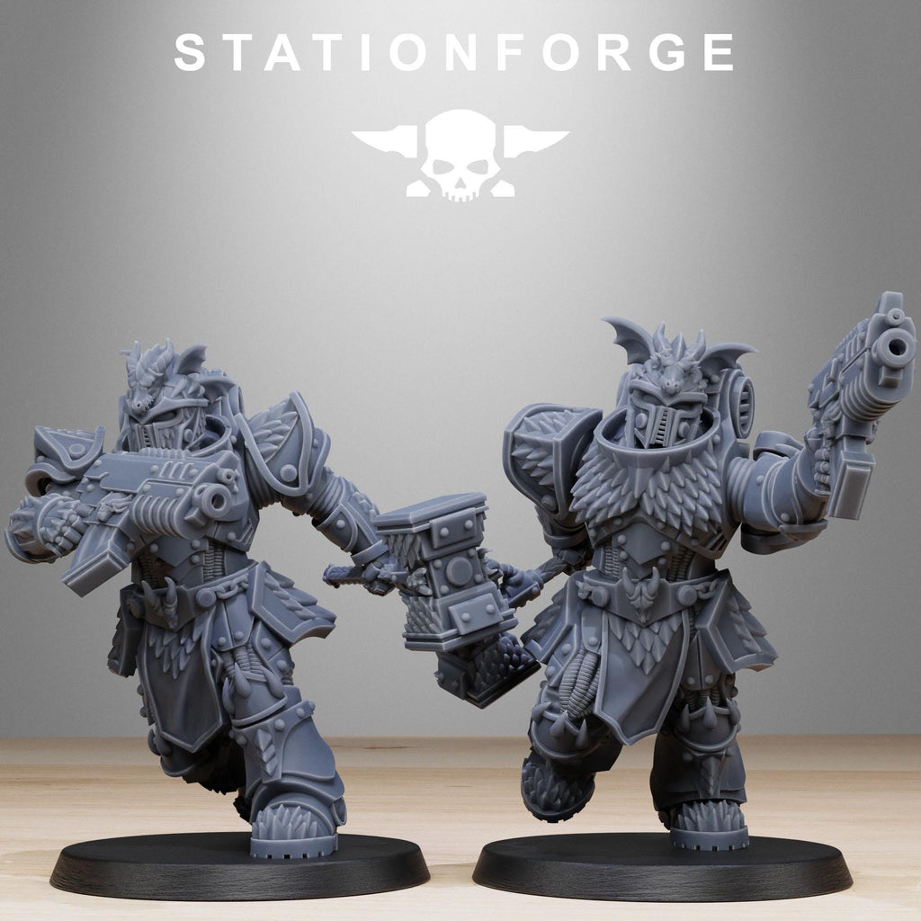 Socratis Dragon Knights from StationForge/10 Tabletop, Wargame Miniatures +Gratis Bases