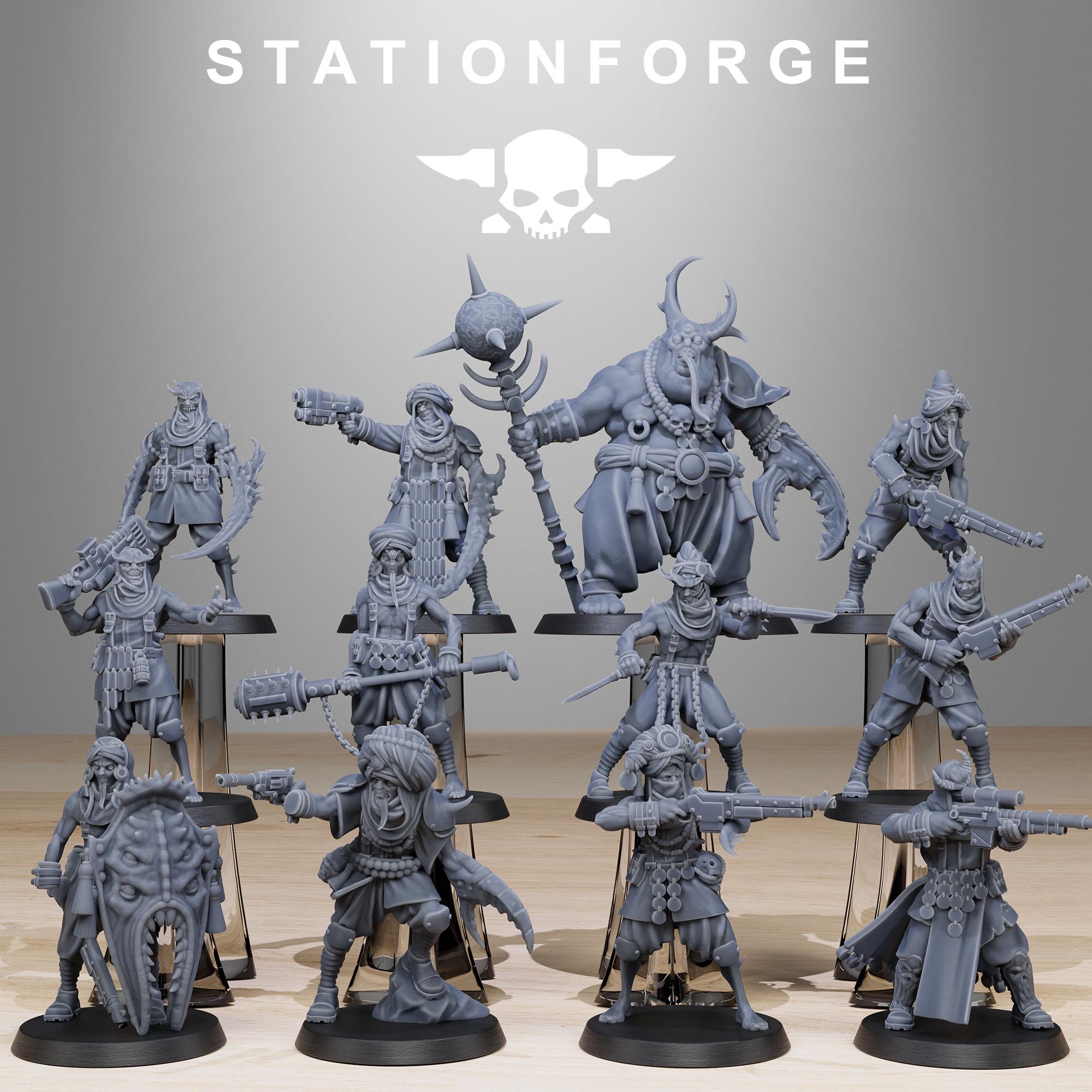 Corrupted Guard Lechers from StationForge/12 Tabletop, Wargame Miniatures +Gratis Bases