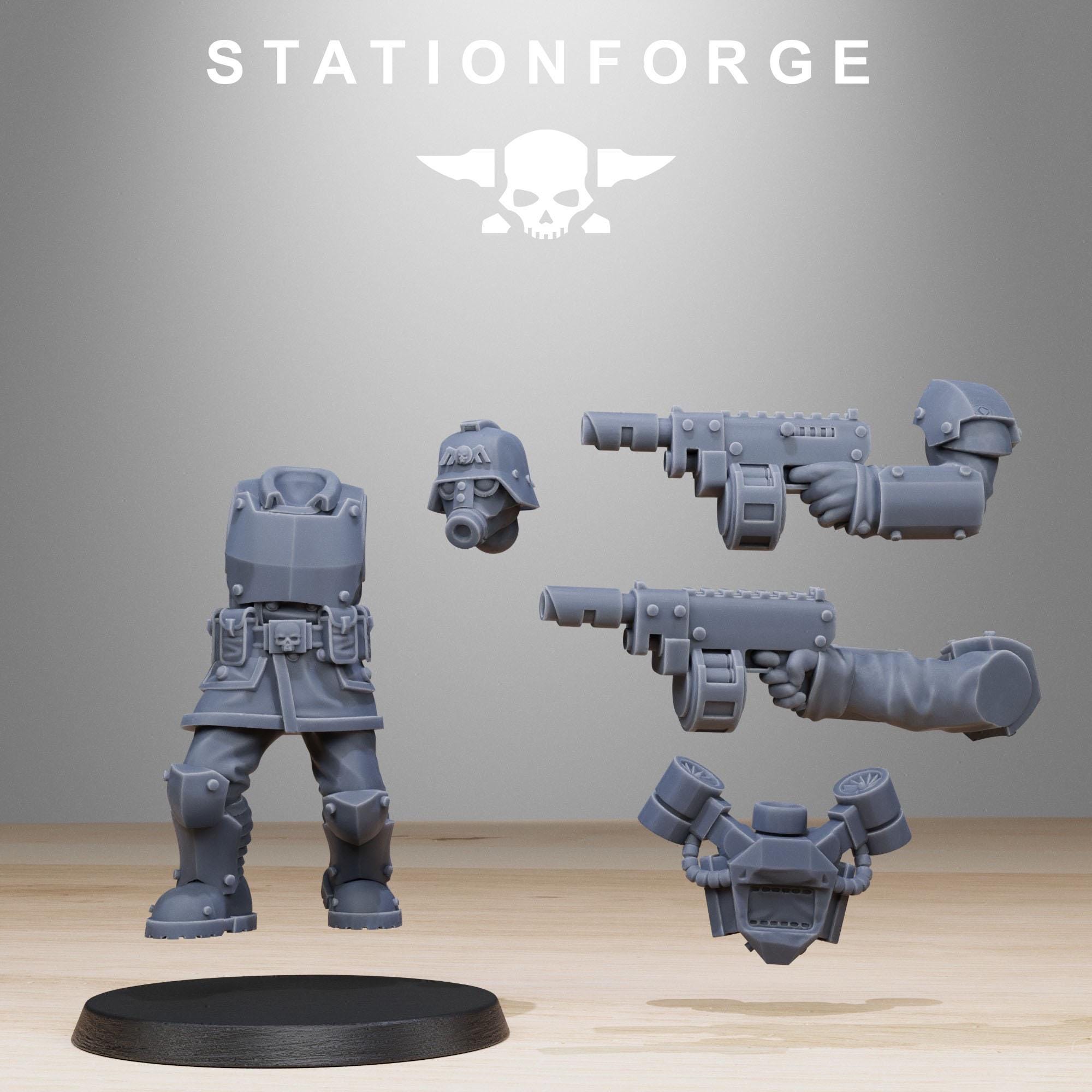 GrimGuard Aero Troops from StationForge/10 Tabletop, Wargame Miniatures +Gratis Bases