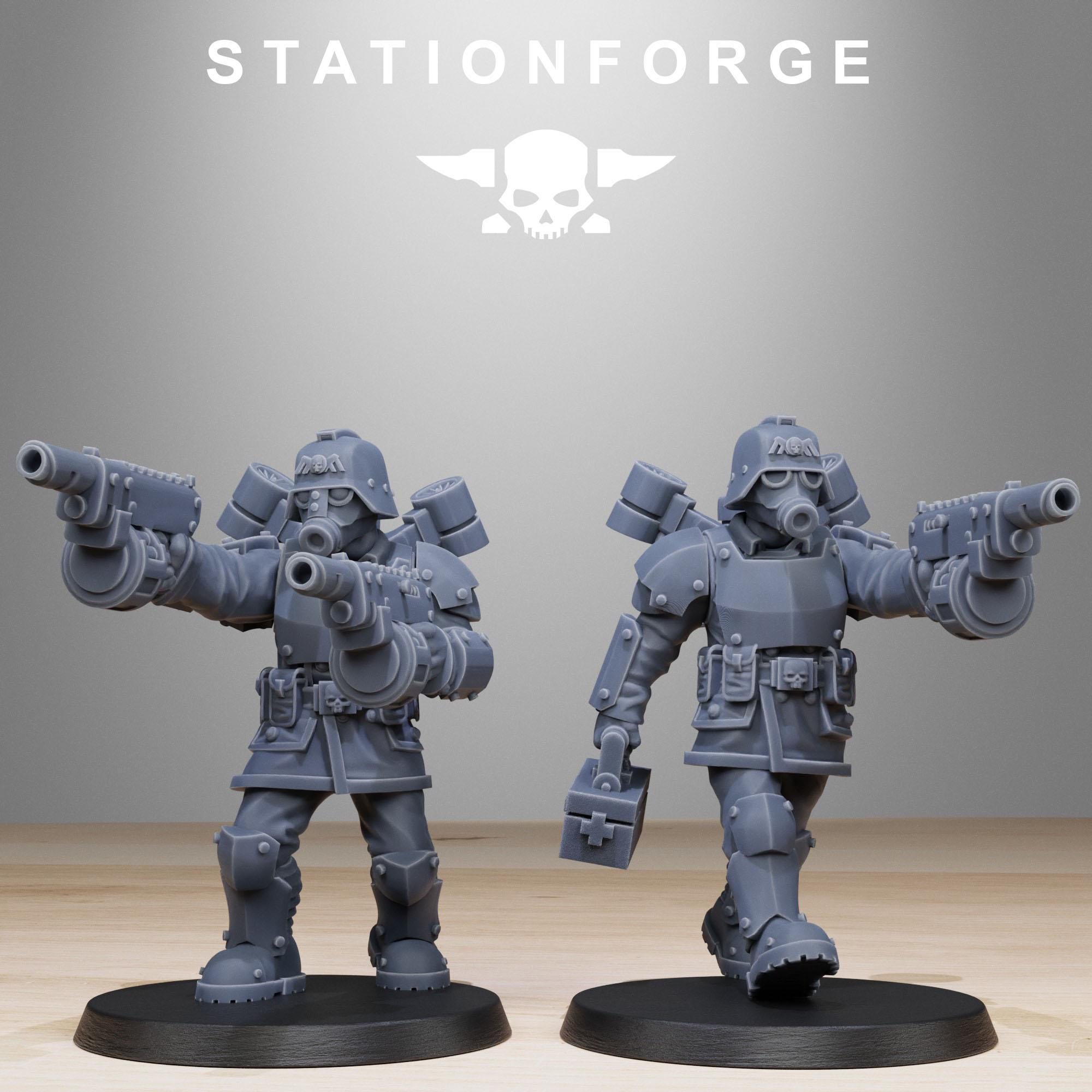 GrimGuard Aero Troops from StationForge/10 Tabletop, Wargame Miniatures +Gratis Bases