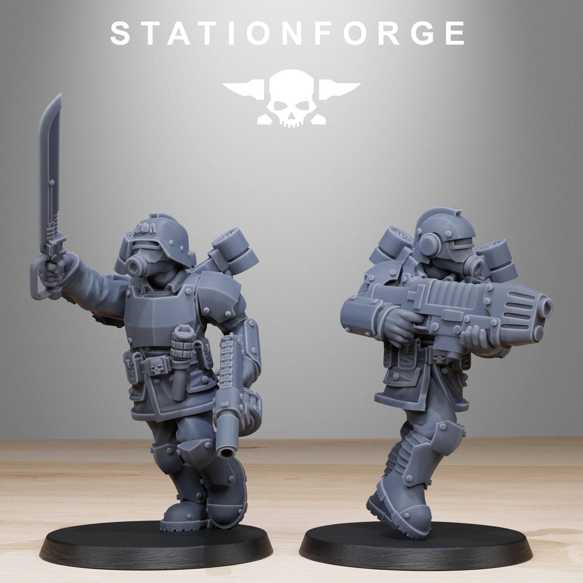 GrimGuard Aero Troops from StationForge/10 Tabletop, Wargame Miniatures +Gratis Bases