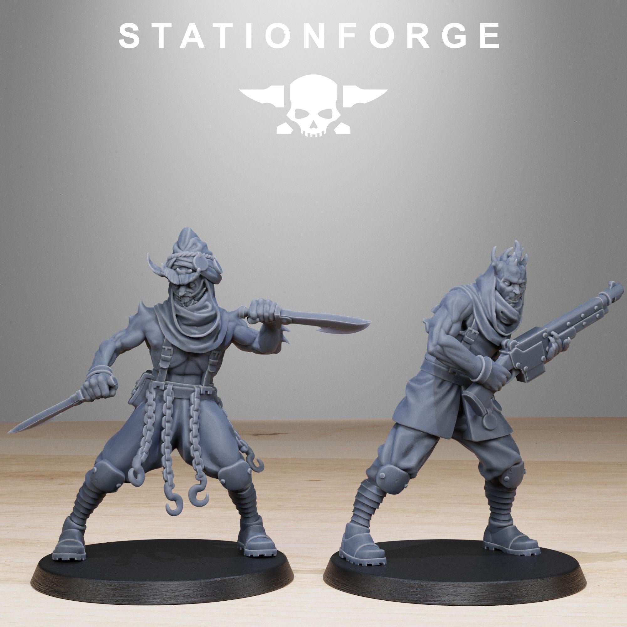 Corrupted Guard Lechers from StationForge/12 Tabletop, Wargame Miniatures +Gratis Bases