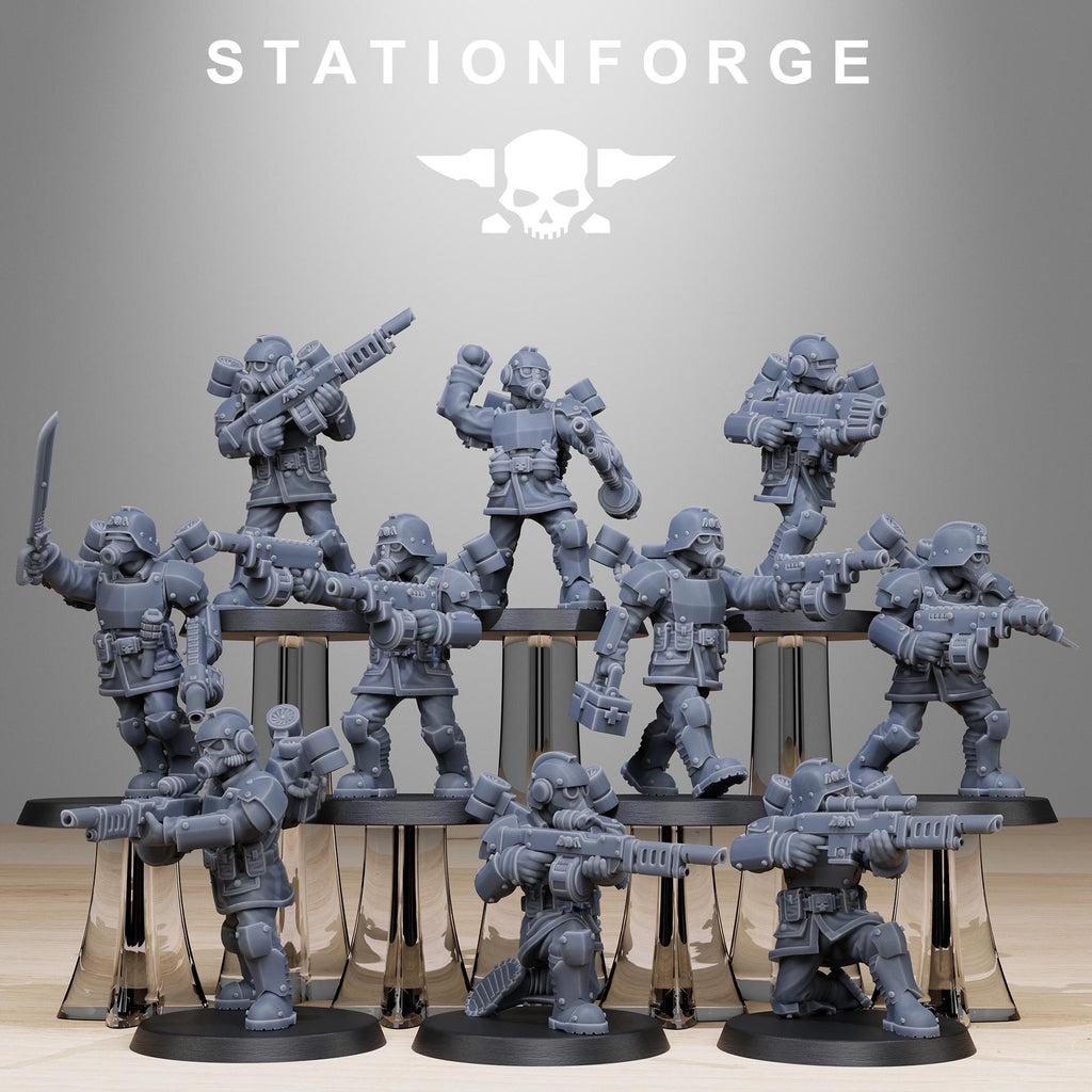 GrimGuard Aero Troops from StationForge/10 Tabletop, Wargame Miniatures +Gratis Bases