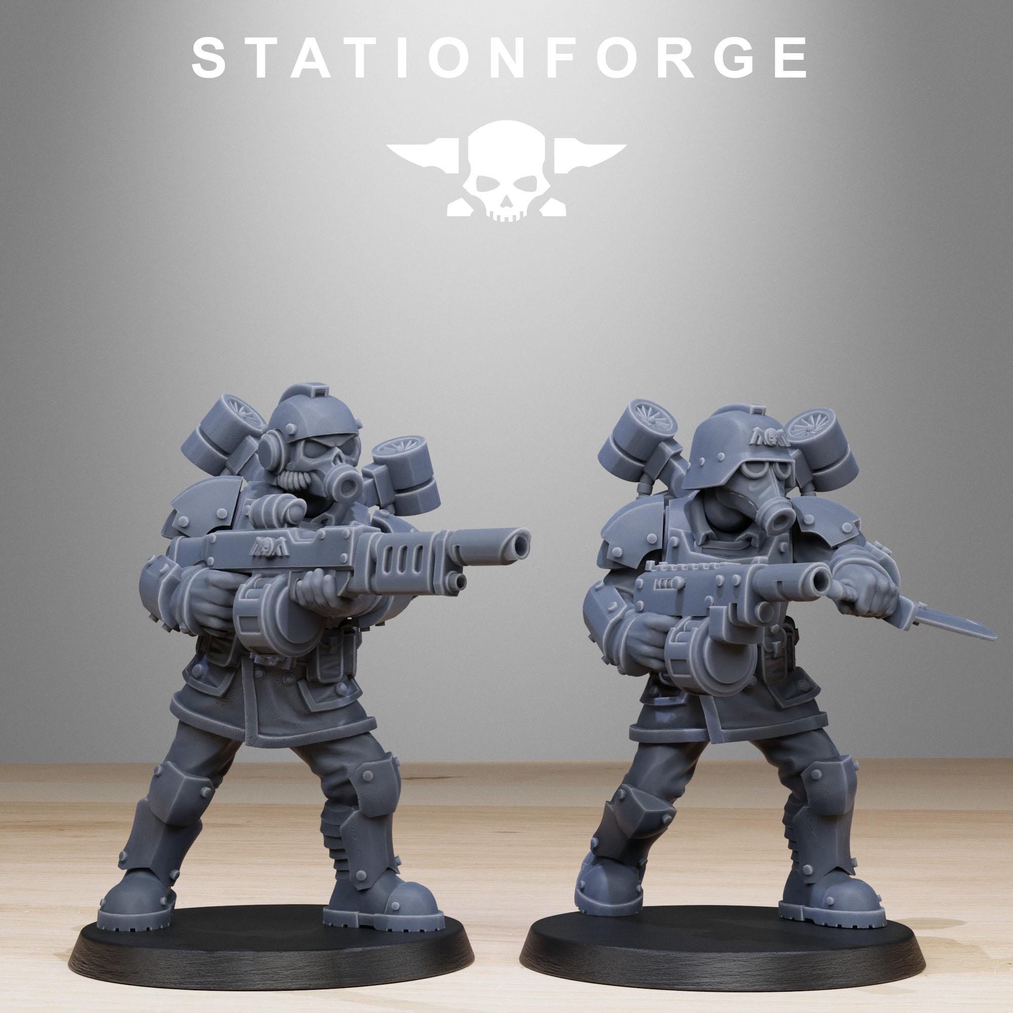 GrimGuard Aero Troops from StationForge/10 Tabletop, Wargame Miniatures +Gratis Bases