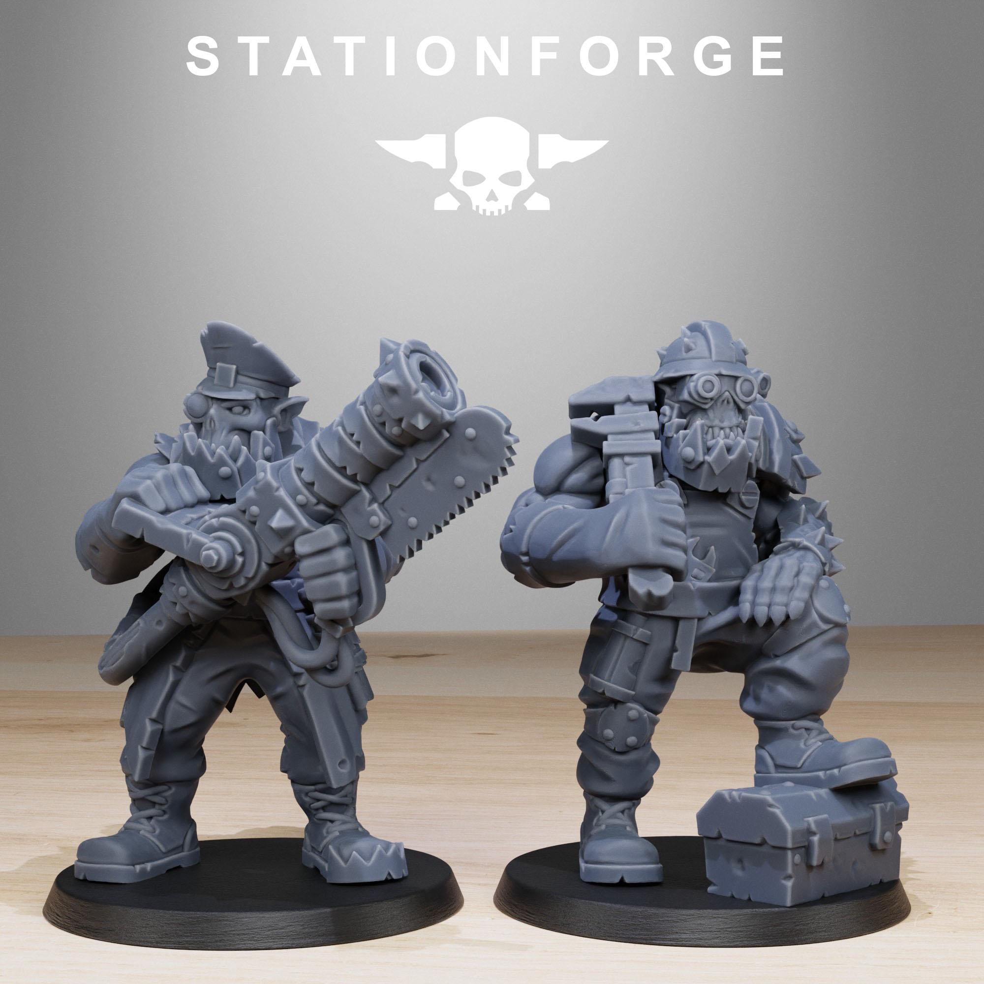 Orkaz Team Fighters from StationForge/11 Tabletop, Wargame Miniatures +Gratis Bases
