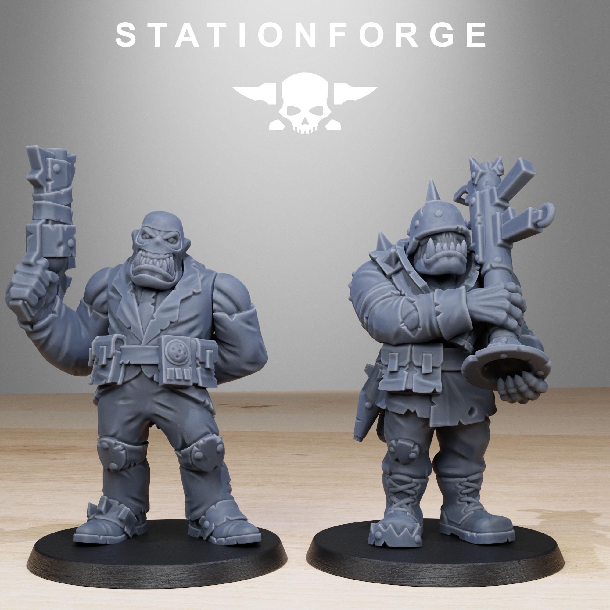Orkaz Team Fighters from StationForge/11 Tabletop, Wargame Miniatures +Gratis Bases