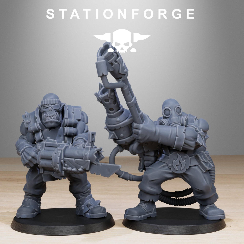 Orkaz Team Fighters from StationForge/11 Tabletop, Wargame Miniatures +Gratis Bases