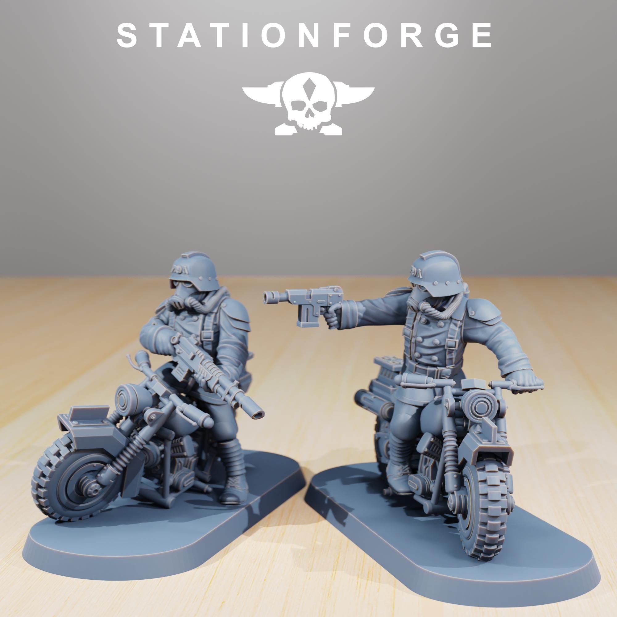 GrimGuard Death Bikers from StationForge/10 Tabletop, Wargame Miniatures +Gratis Bases