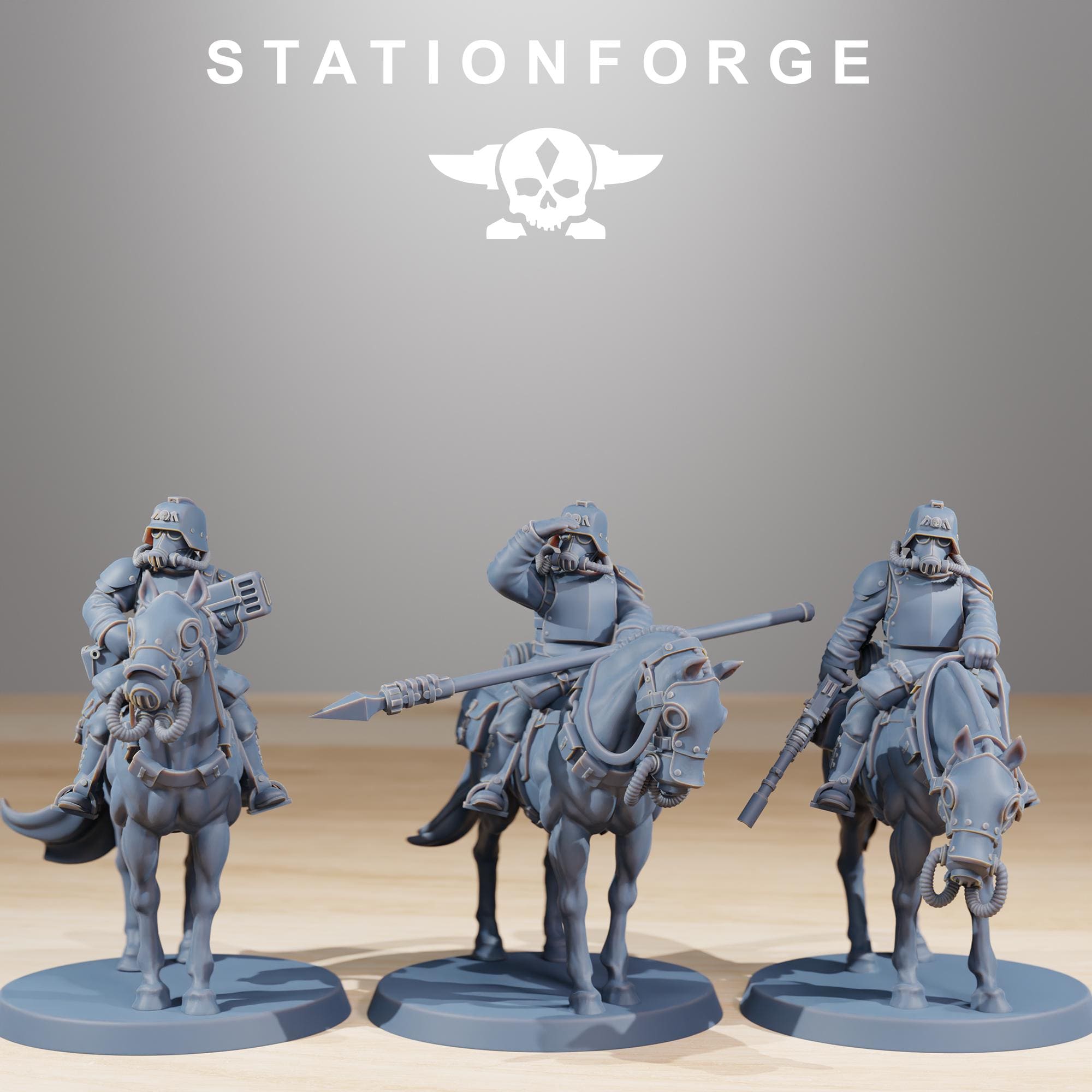 GrimGuard Cavalry from StationForge/10 Tabletop, Wargame Miniatures +Free Bases