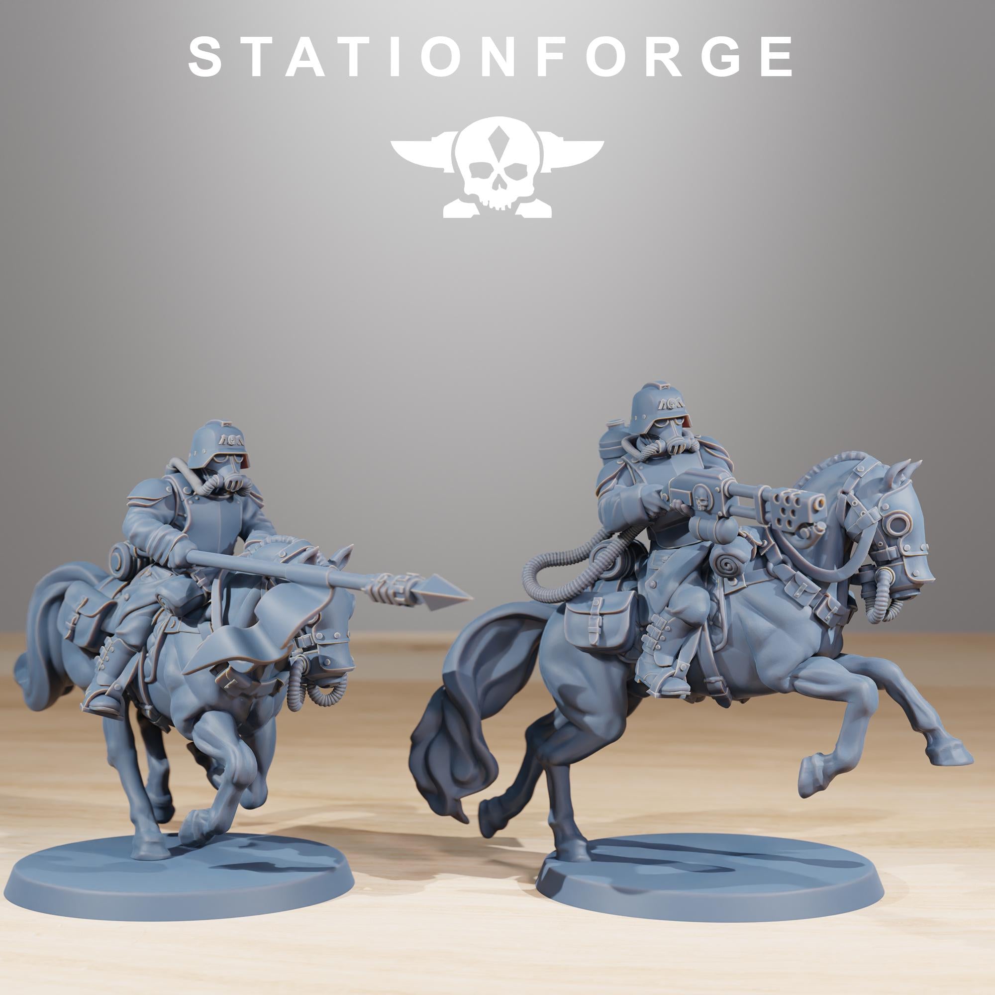 GrimGuard Cavalry from StationForge/10 Tabletop, Wargame Miniatures +Free Bases