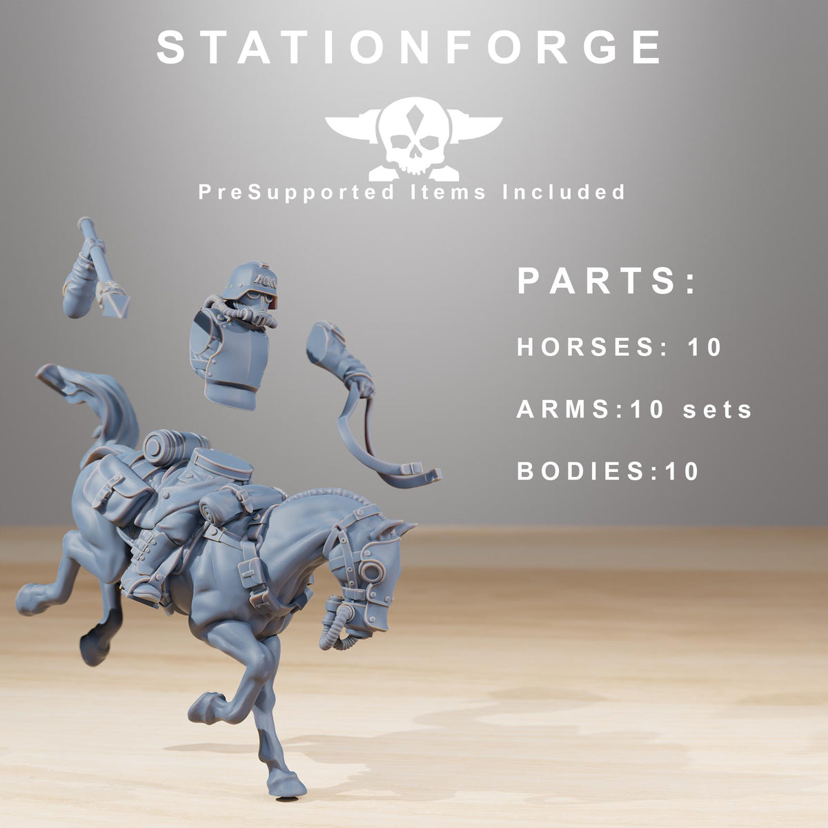 GrimGuard Cavalry from StationForge/10 Tabletop, Wargame Miniatures +Free Bases