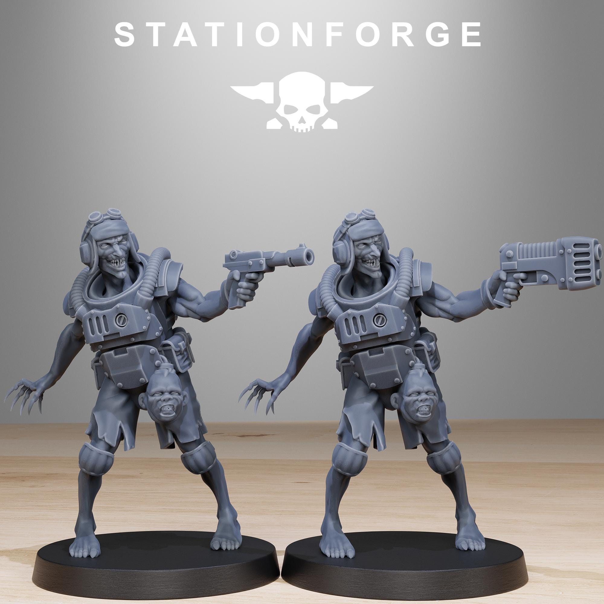 Corrupted Guard Wretched from StationForge/12 Tabletop, Wargame Miniatures +Gratis Bases
