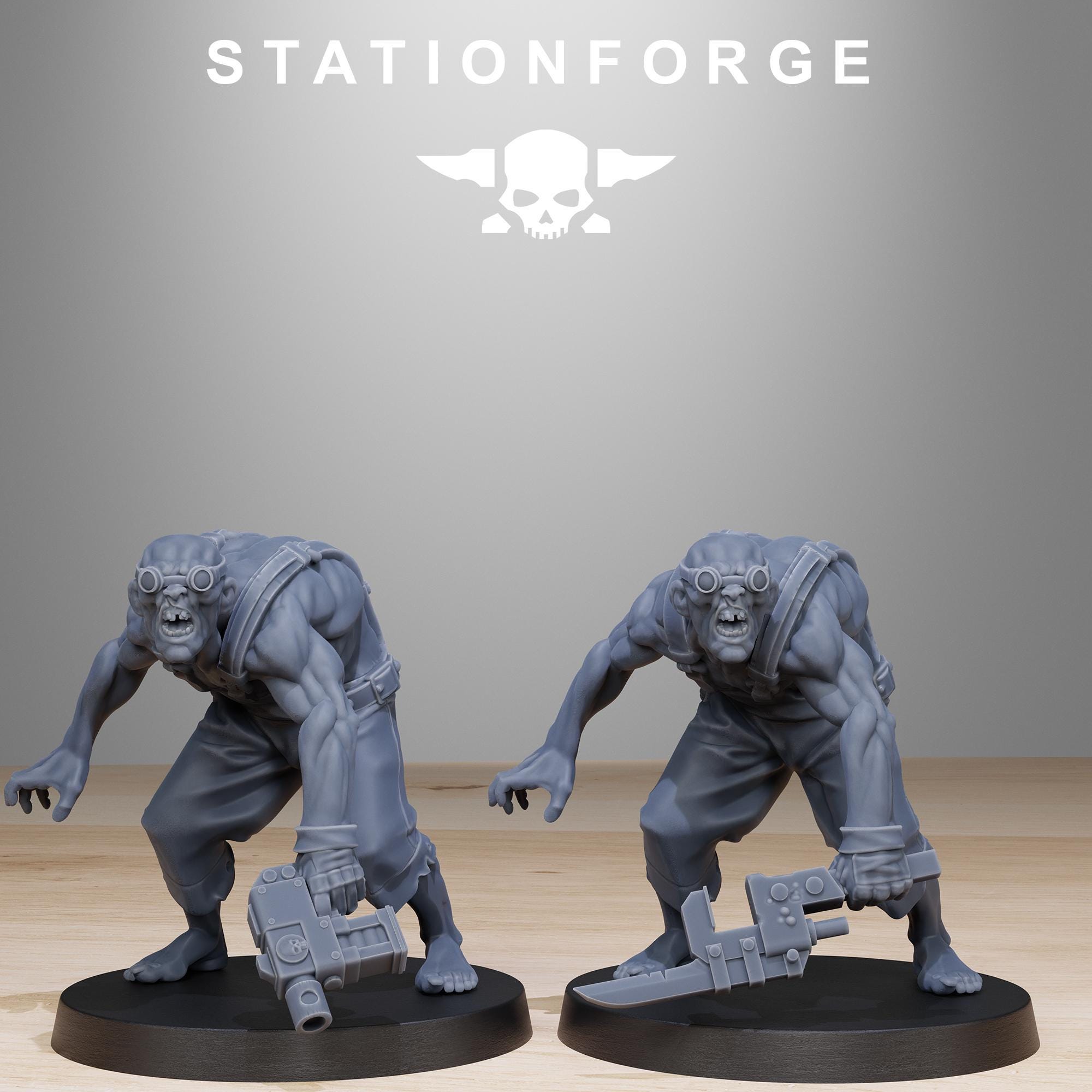 Corrupted Guard Wretched from StationForge/12 Tabletop, Wargame Miniatures +Gratis Bases