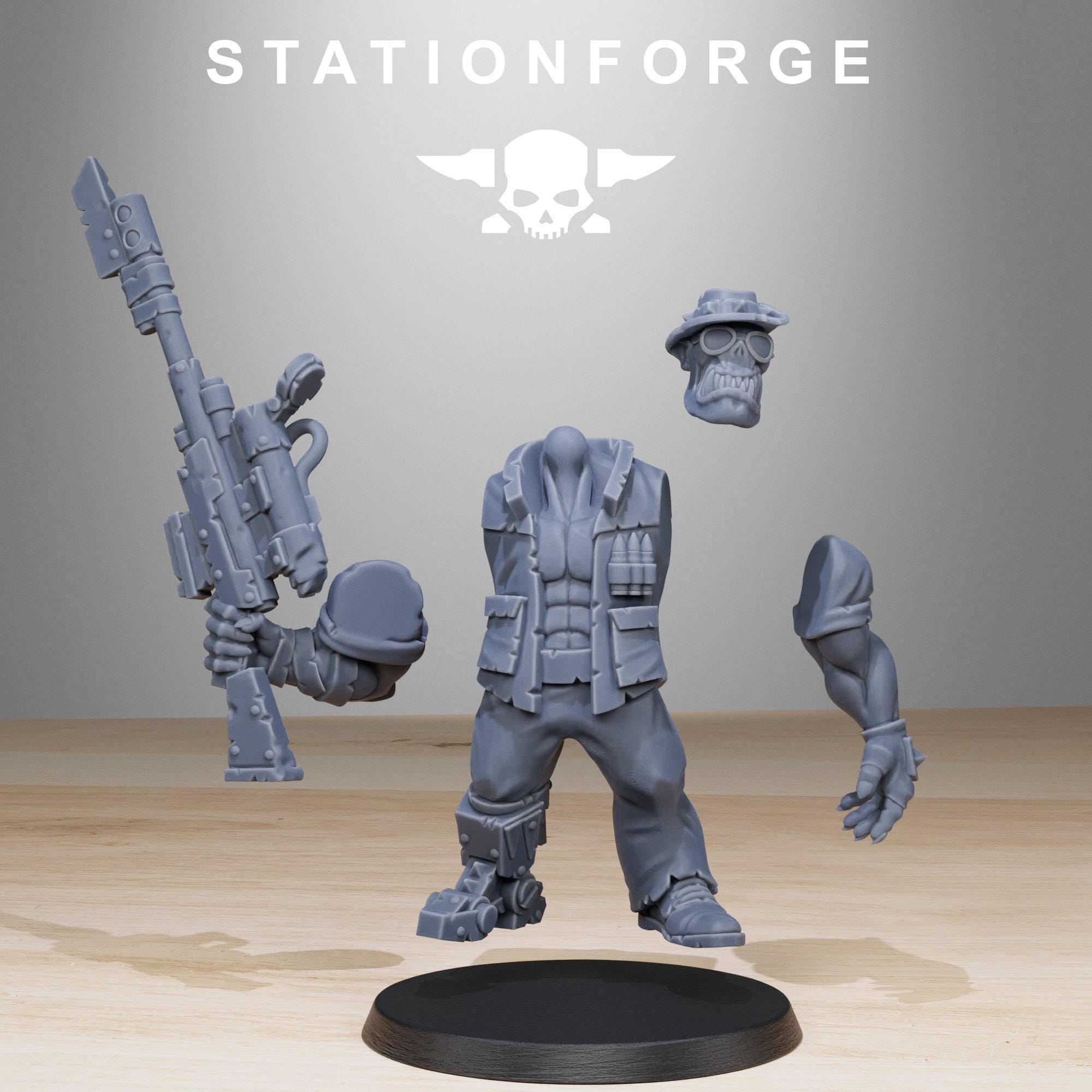 Orkaz Team Fighters from StationForge/11 Tabletop, Wargame Miniatures +Gratis Bases
