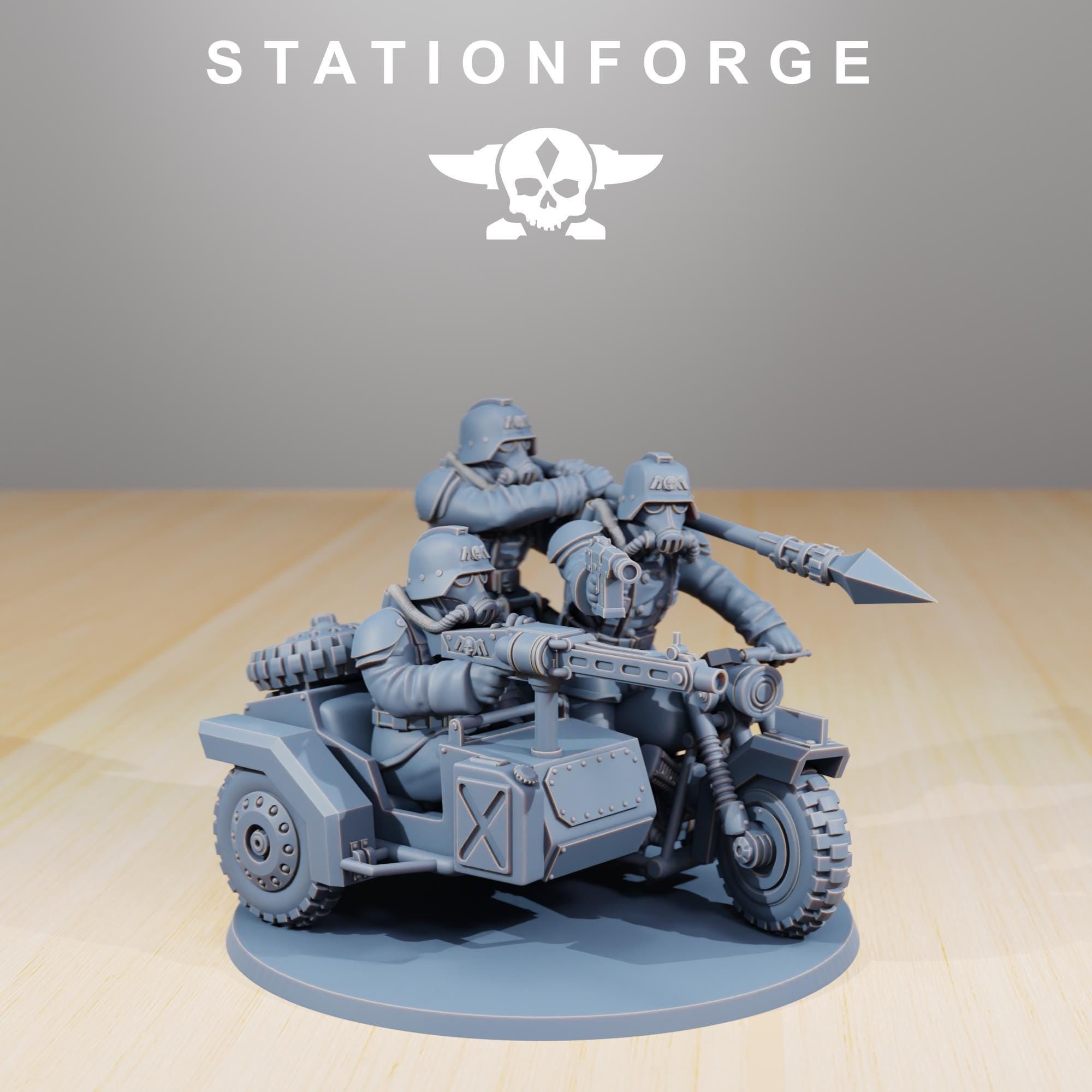 GrimGuard Death Bikers from StationForge/10 Tabletop, Wargame Miniatures +Gratis Bases