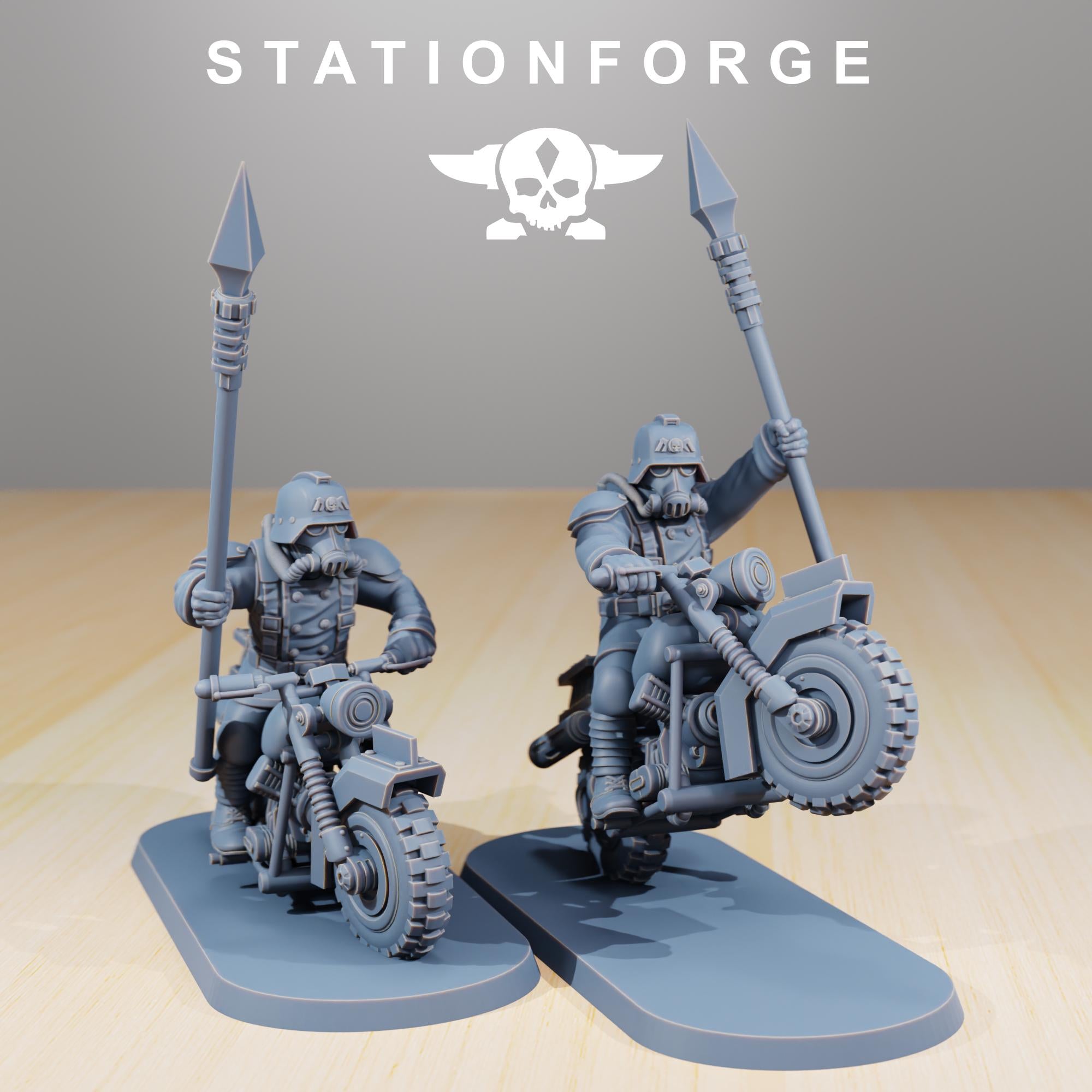 GrimGuard Death Bikers from StationForge/10 Tabletop, Wargame Miniatures +Gratis Bases