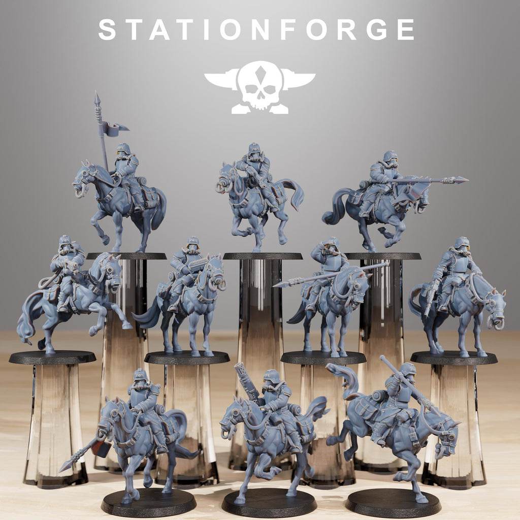 GrimGuard Cavalry from StationForge/10 Tabletop, Wargame Miniatures +Free Bases