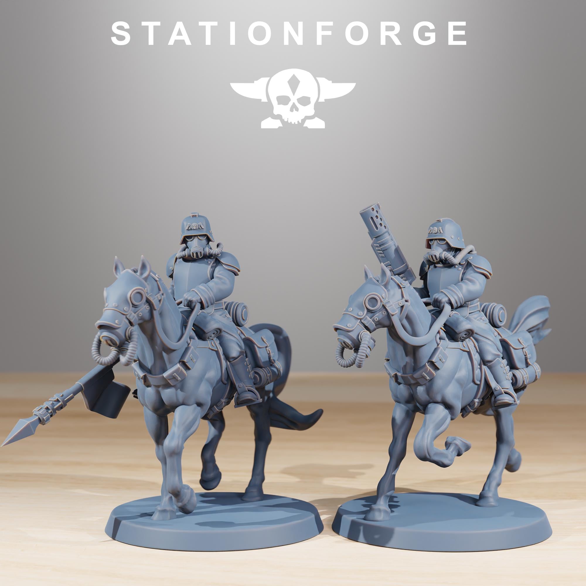 GrimGuard Cavalry from StationForge/10 Tabletop, Wargame Miniatures +Free Bases