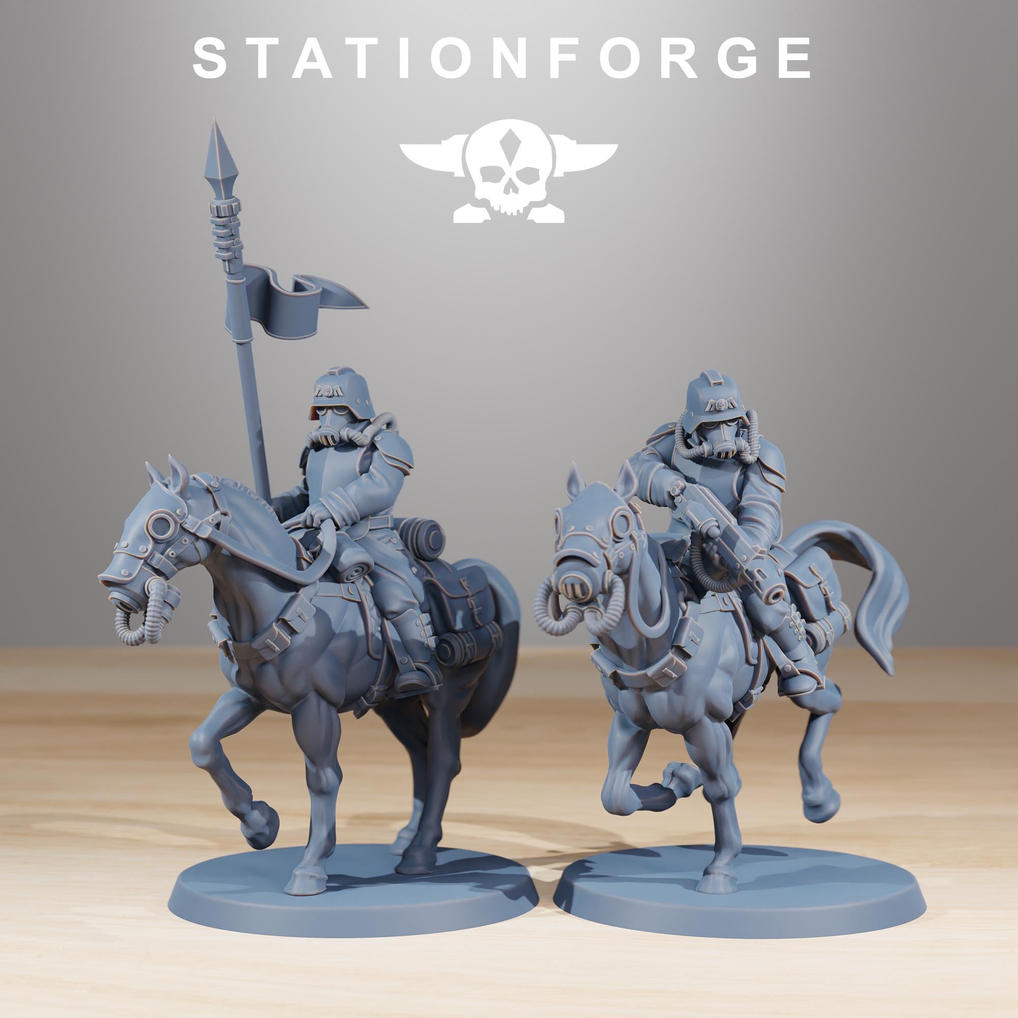 GrimGuard Cavalry from StationForge/10 Tabletop, Wargame Miniatures +Free Bases