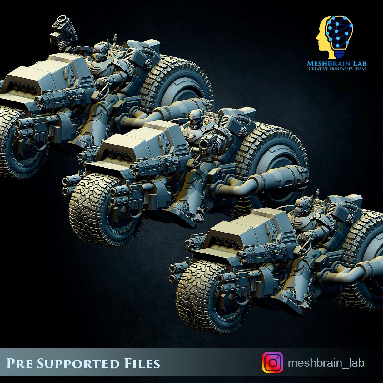 Imperial Marines attack bike from MeshBrainLab/Wargame Miniature+ Gratis Base