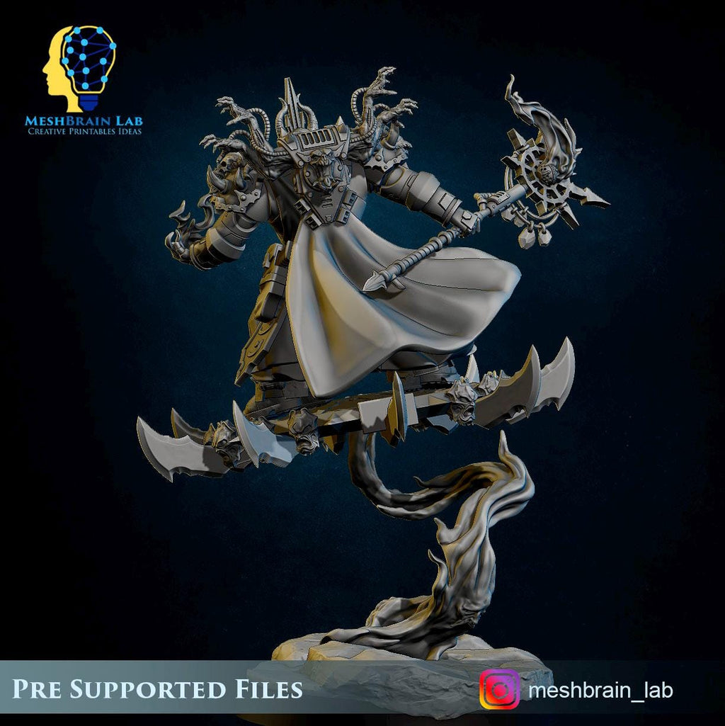 Doom Marine sorcerer on flying disc from MeshBrainLab/Wargame Miniature+ Gratis Base