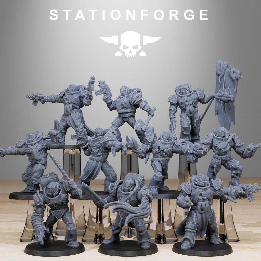 Corrupted Socratis Infantry from StationForge/10 Wargame Miniatures +Gratis Bases