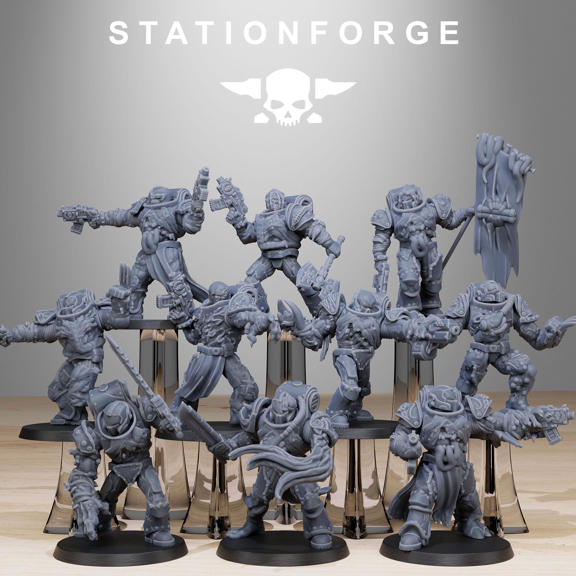 Corrupted Socratis Infantry from StationForge/10 Wargame Miniatures +Gratis Bases