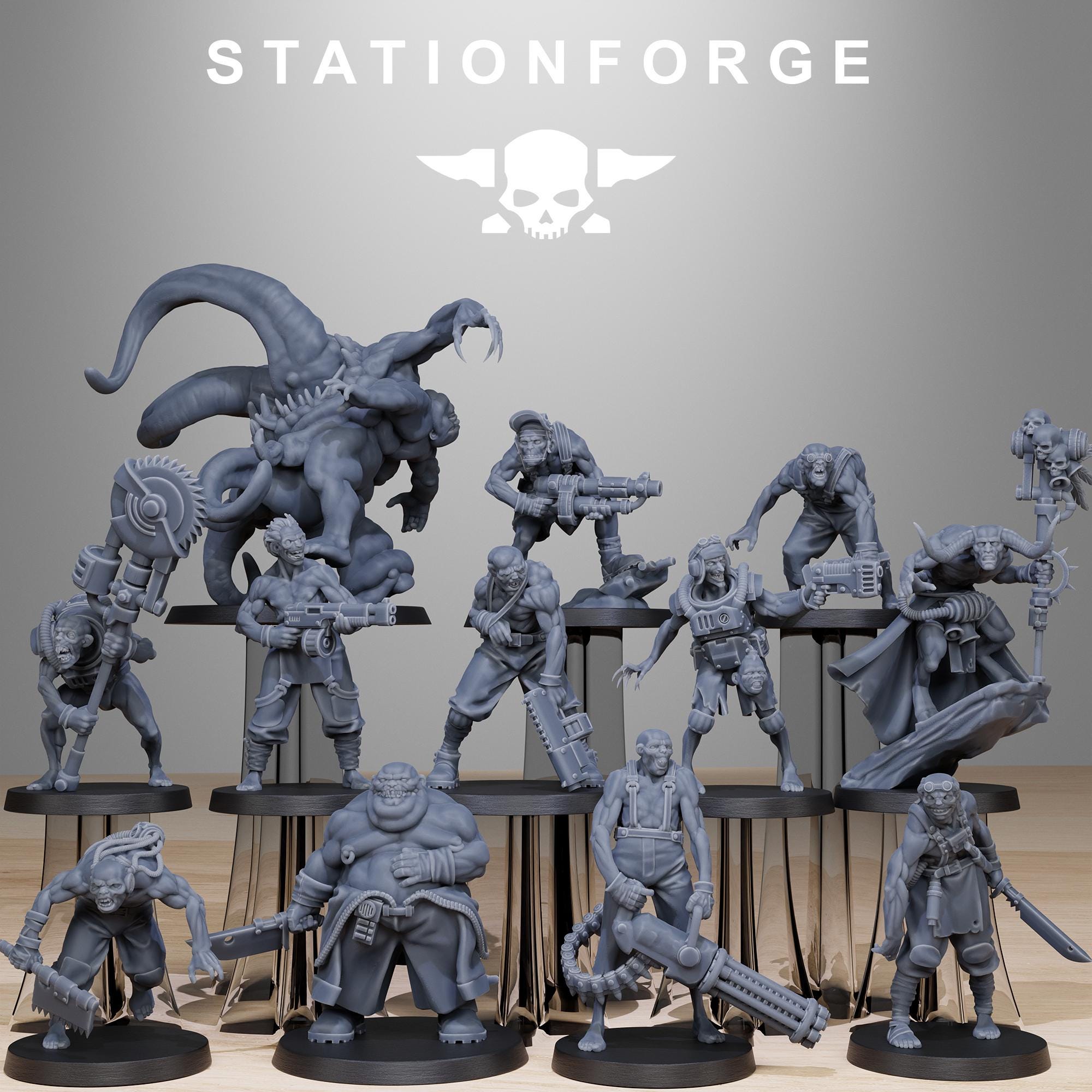 Corrupted Guard Wretched from StationForge/12 Tabletop, Wargame Miniatures +Gratis Bases