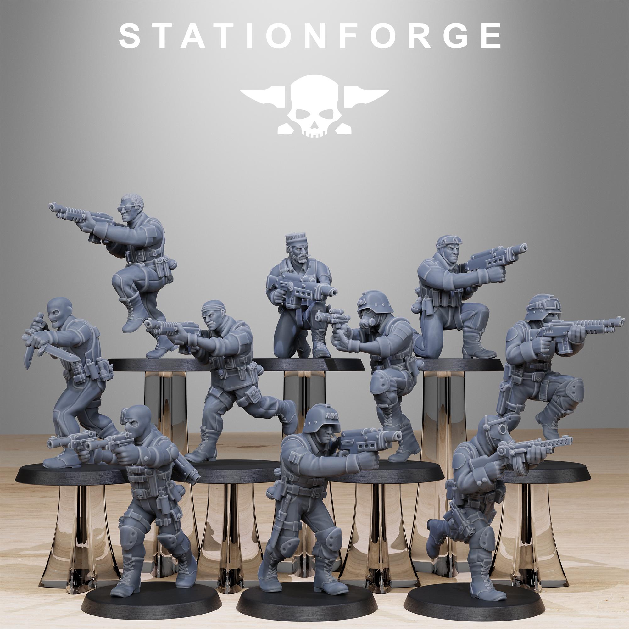 GrimGuard Counter Terrorists from StationForge/10 Miniatures +Gratis Bases