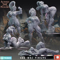 She-Orc Pinups from Across the Realms,5/6 Wargame Miniature+ Gratis Bases