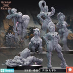 She-Orc Pinups from Across the Realms,5/6 Wargame Miniature+ Gratis Bases