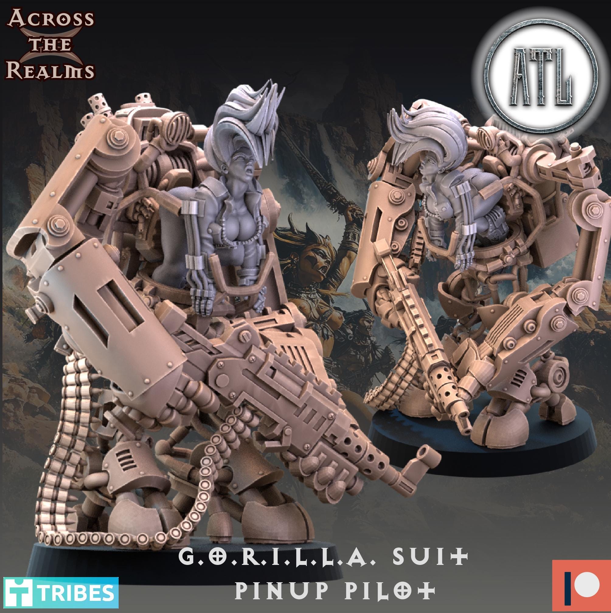 Gorilla pinup from Across the Realms, Wargame Miniature+ Gratis Base