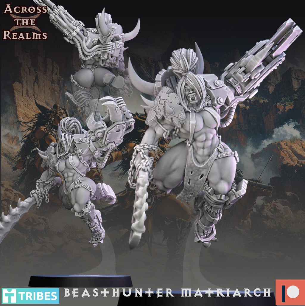 Beasthunter Matriarch from Across the Realms, Wargame Miniature+ Gratis Base