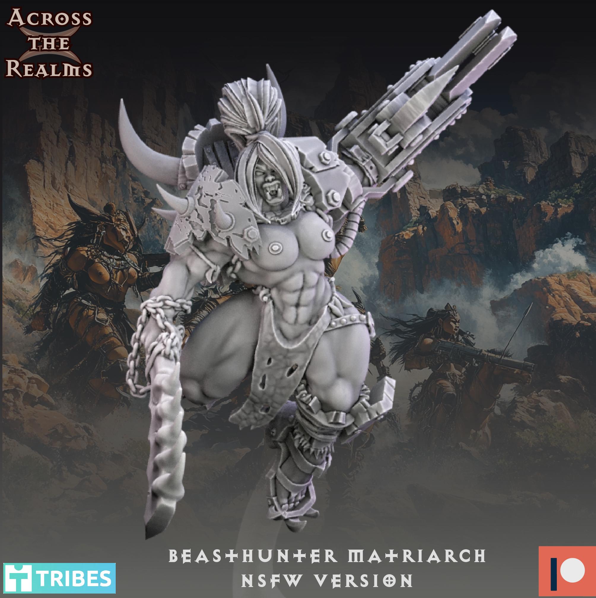 Beasthunter Matriarch from Across the Realms, Wargame Miniature+ Gratis Base