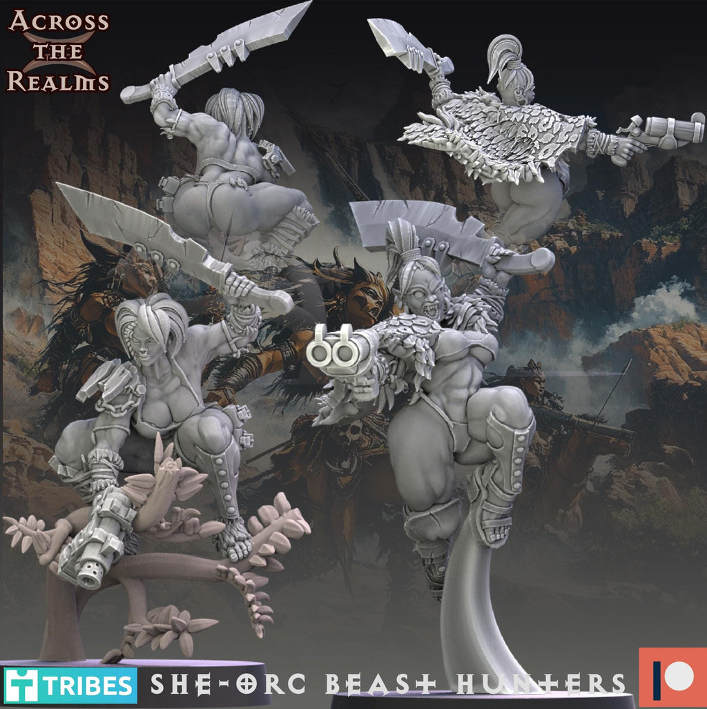 She Orc beast huntaz from Across the Realms,10 Wargame Miniature+ Gratis Bases
