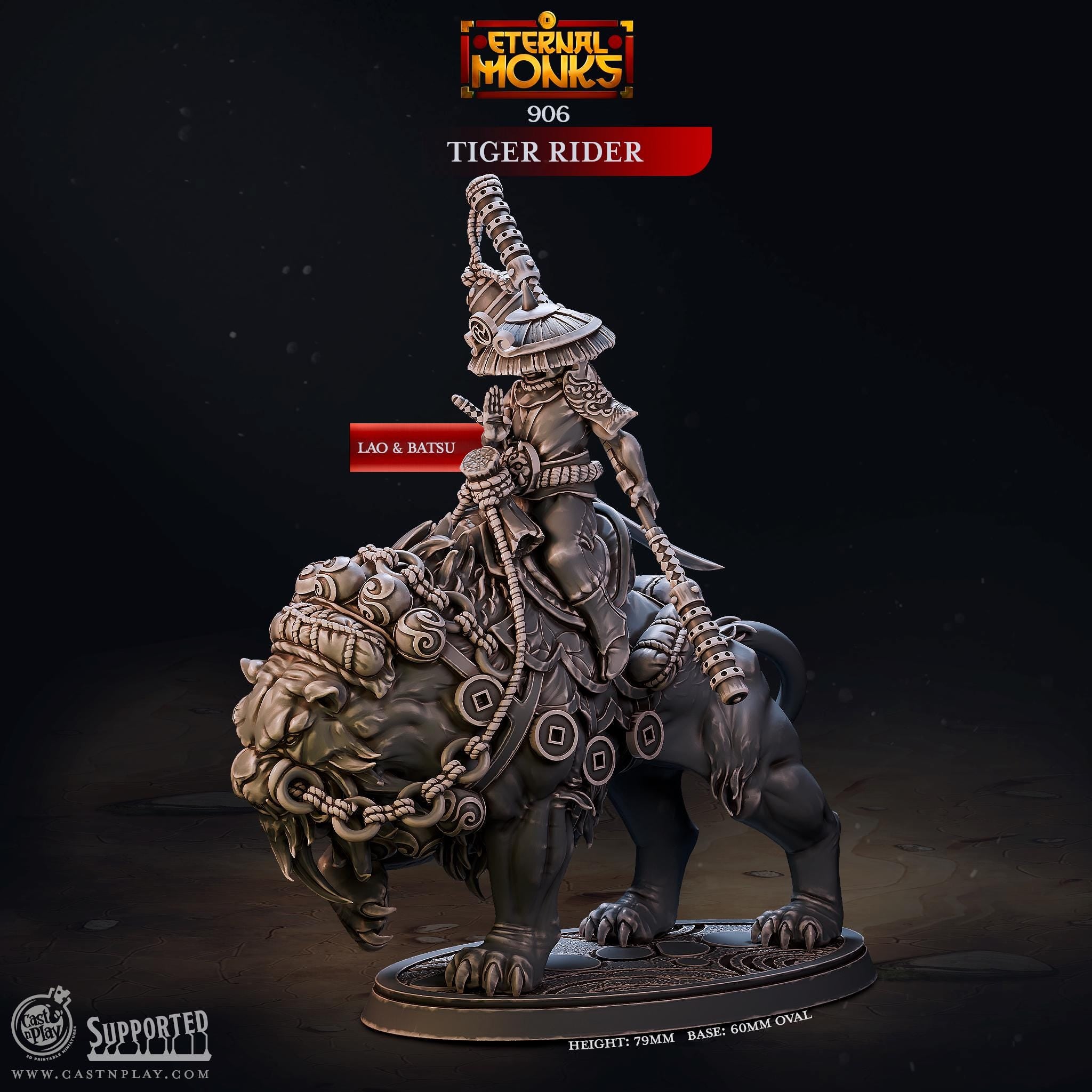 Tiger Rider von CastnPlay (Nr. 906) Eternal Monks, Wargame/Tabletop Miniatur+ Gratis Base