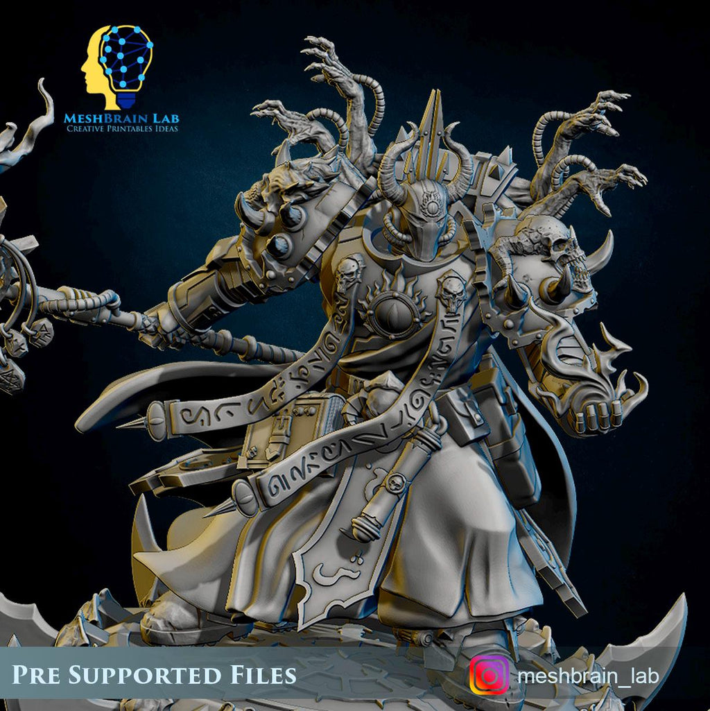 Doom Marine sorcerer on flying disc from MeshBrainLab/Wargame Miniature+ Gratis Base