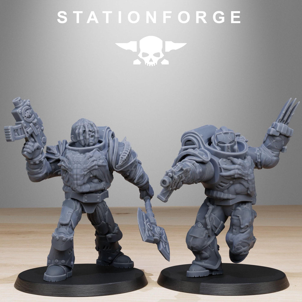 Corrupted Socratis Infantry from StationForge/10 Wargame Miniatures +Gratis Bases