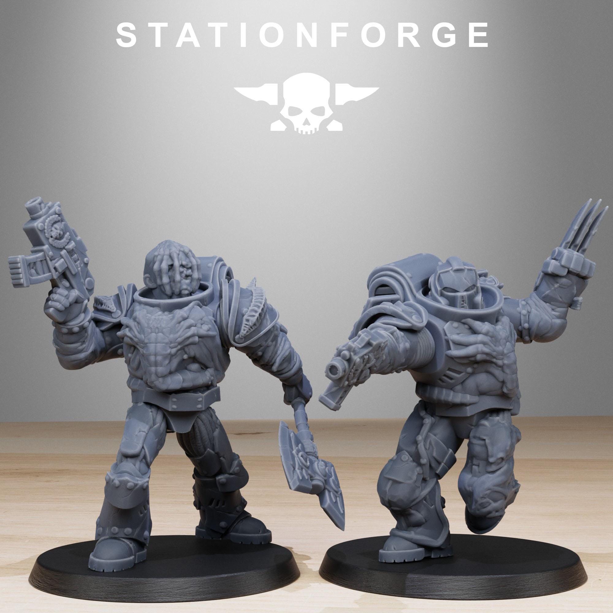 Corrupted Socratis Infantry from StationForge/10 Wargame Miniatures +Gratis Bases