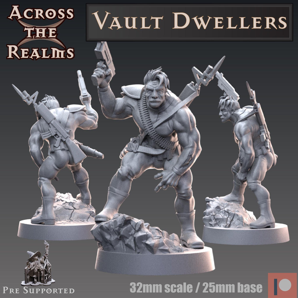 Vault Dwellers from Across the Realms, 2 Wargame Miniatures+ Gratis Bases