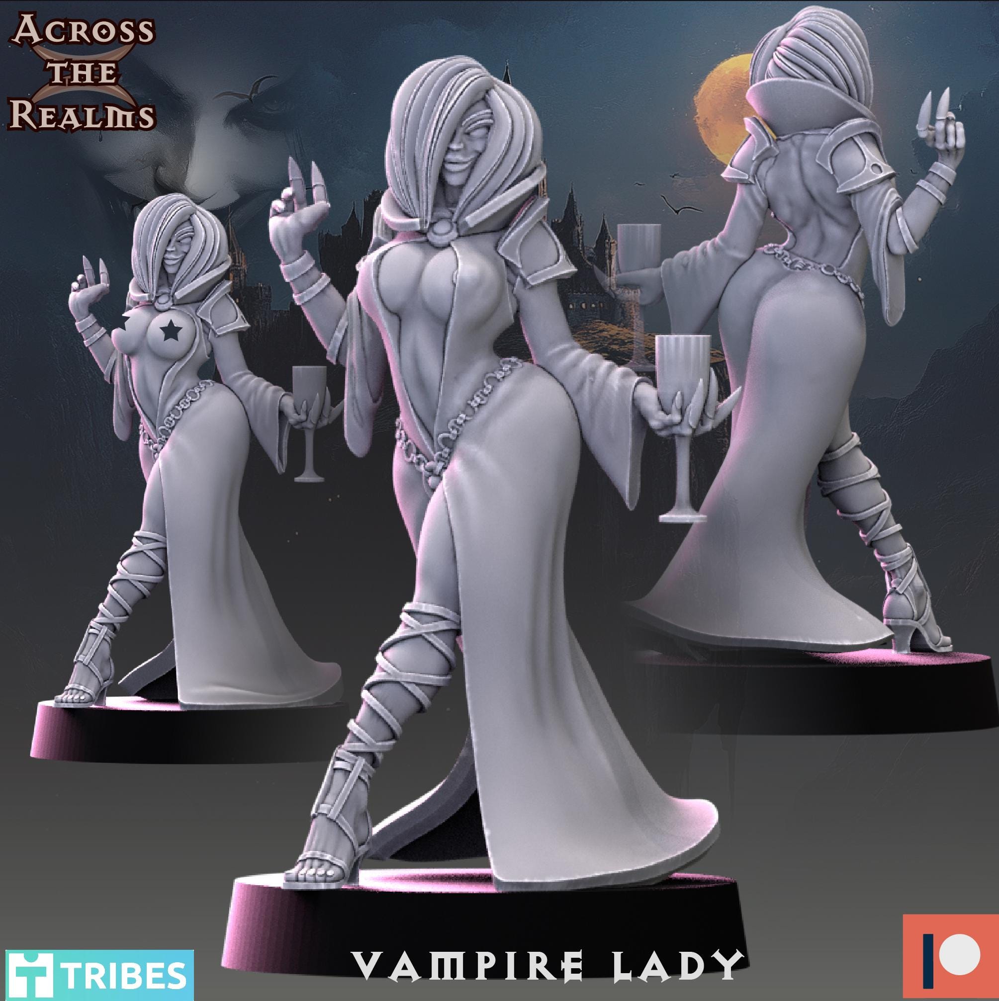 Vampire Lady from Across the Realms, Wargame Miniature+ Gratis Base