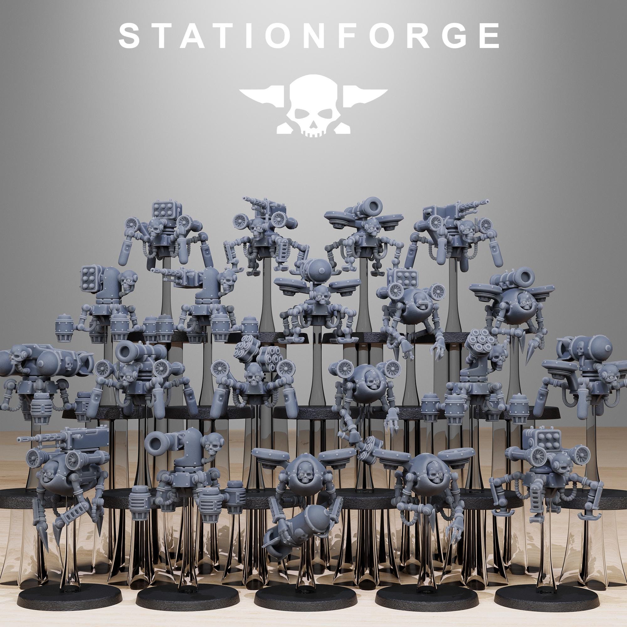 Scavenger Drones from StationForge/20 Miniatures +Gratis Bases