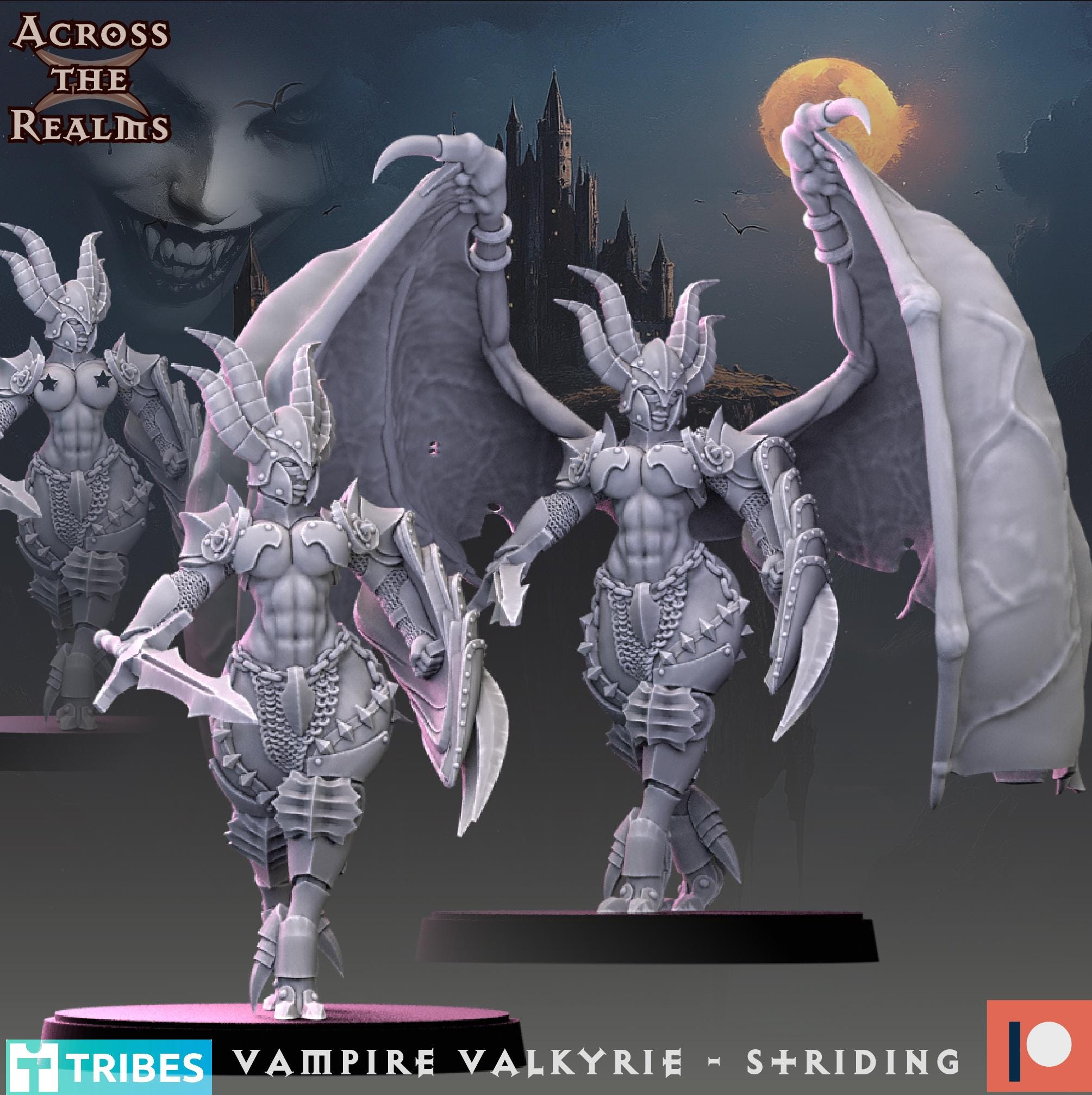 Vampire Valkyrie - Striding from Across the Realms, Wargame Miniature+ Gratis Base