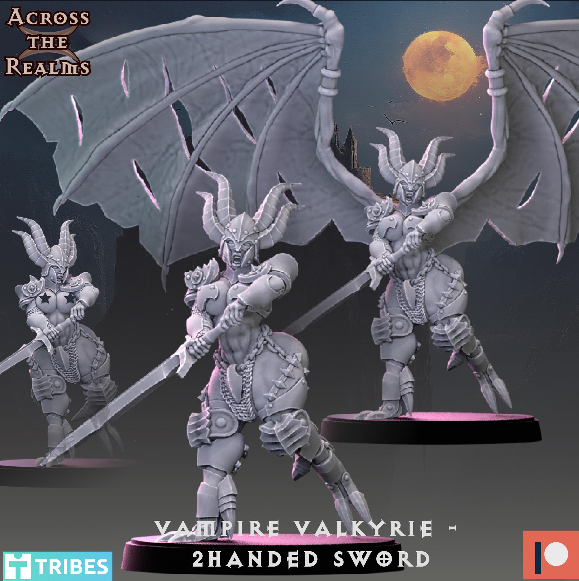 Vampire Valkyrie - 2handed Sword from Across the Realms, Wargame Miniature+ Gratis Base