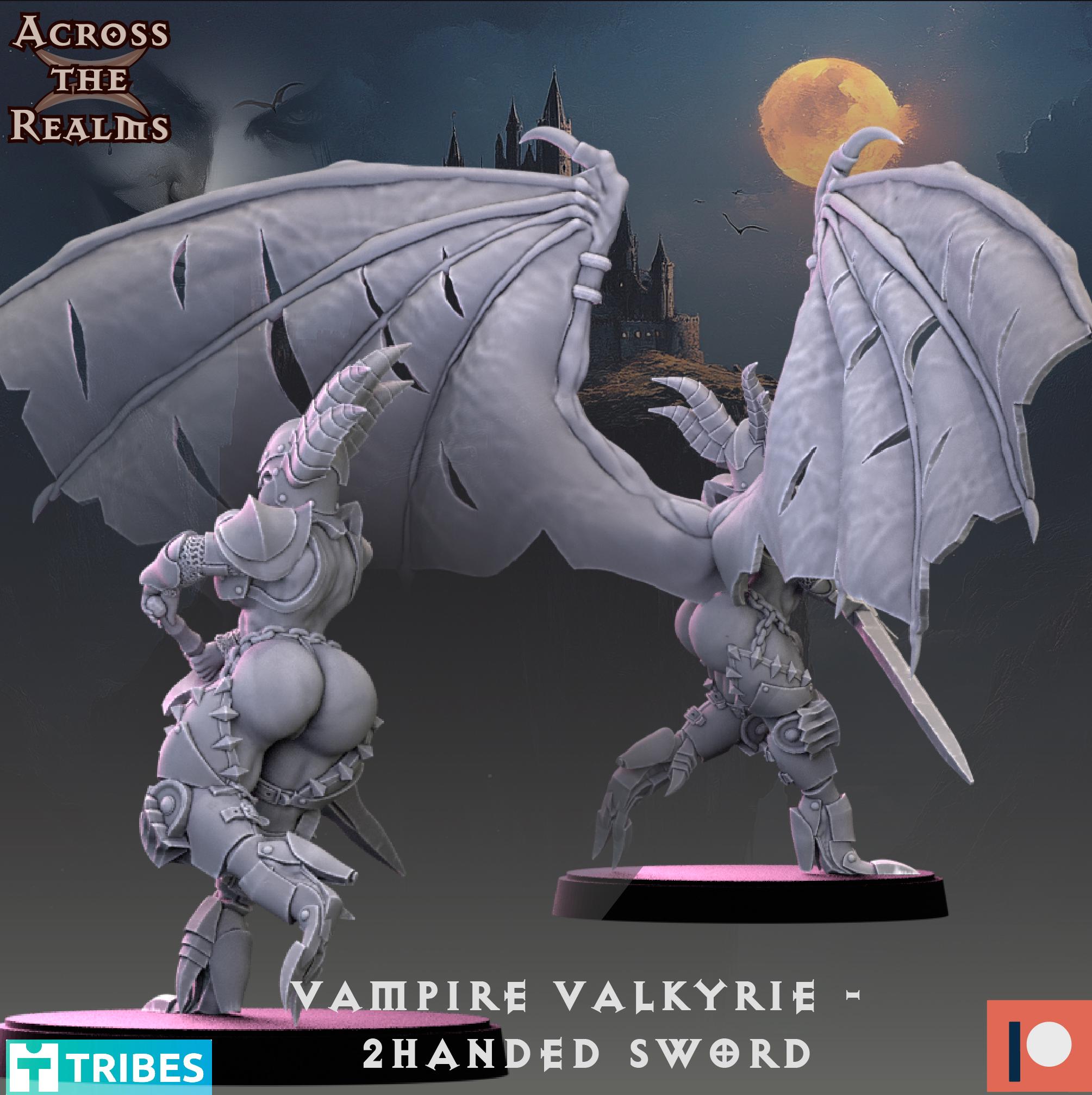 Vampire Valkyrie - 2handed Sword from Across the Realms, Wargame Miniature+ Gratis Base