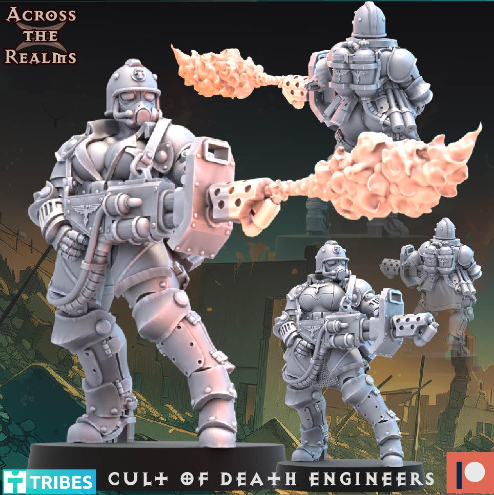 Cult of Death Engineers from Across the Realms,5 Wargame Miniature+ Gratis Bases