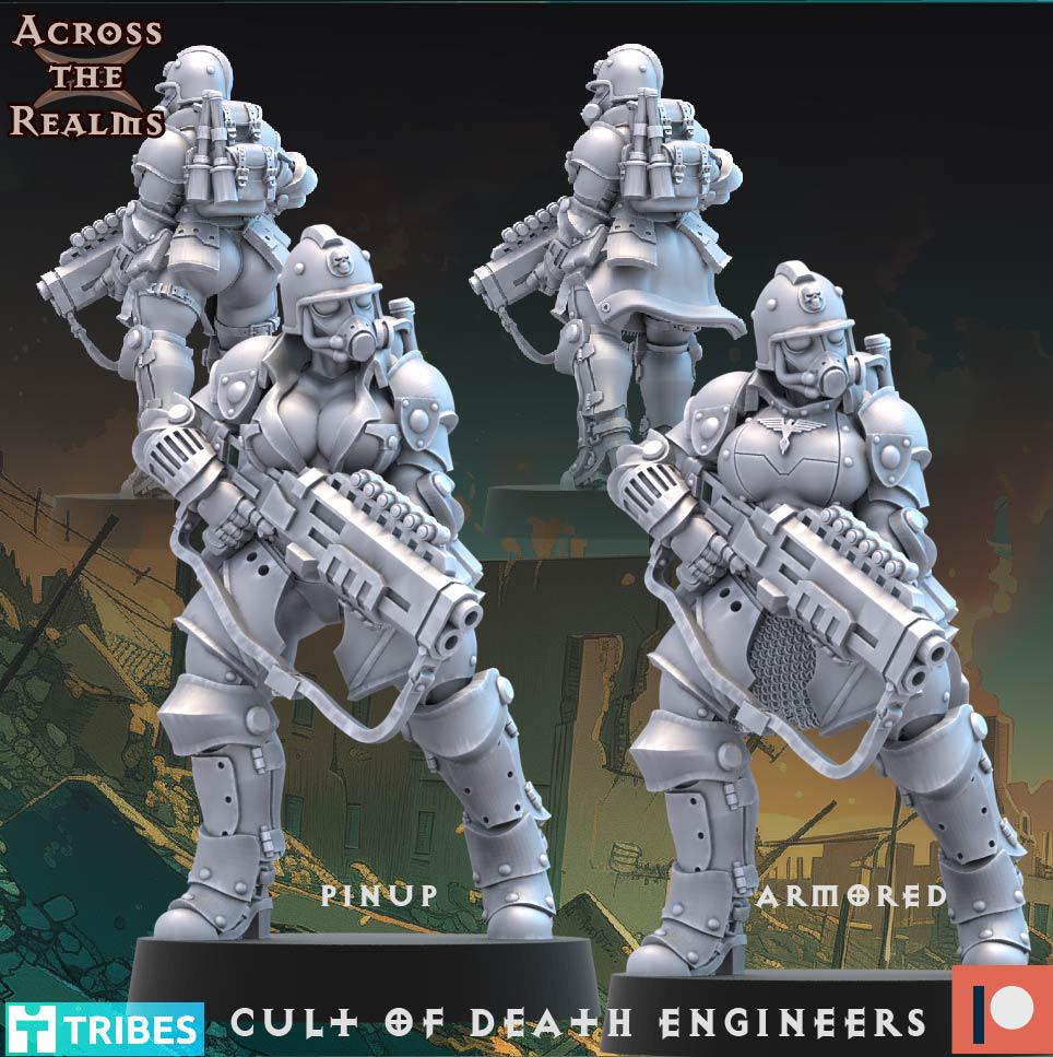 Cult of Death Engineers from Across the Realms,5 Wargame Miniature+ Gratis Bases