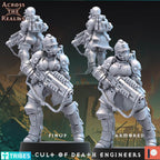 Cult of Death Engineers from Across the Realms,5 Wargame Miniature+ Gratis Bases