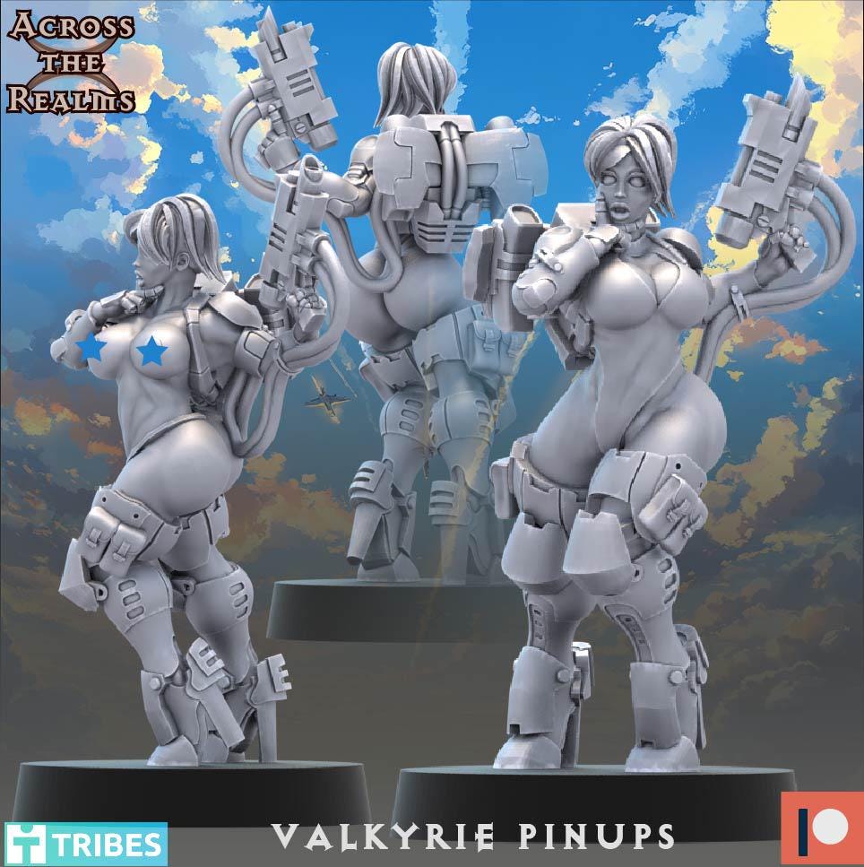 Valkyrie Pinups from Across the Realms,5 Wargame Miniature+ Gratis Bases