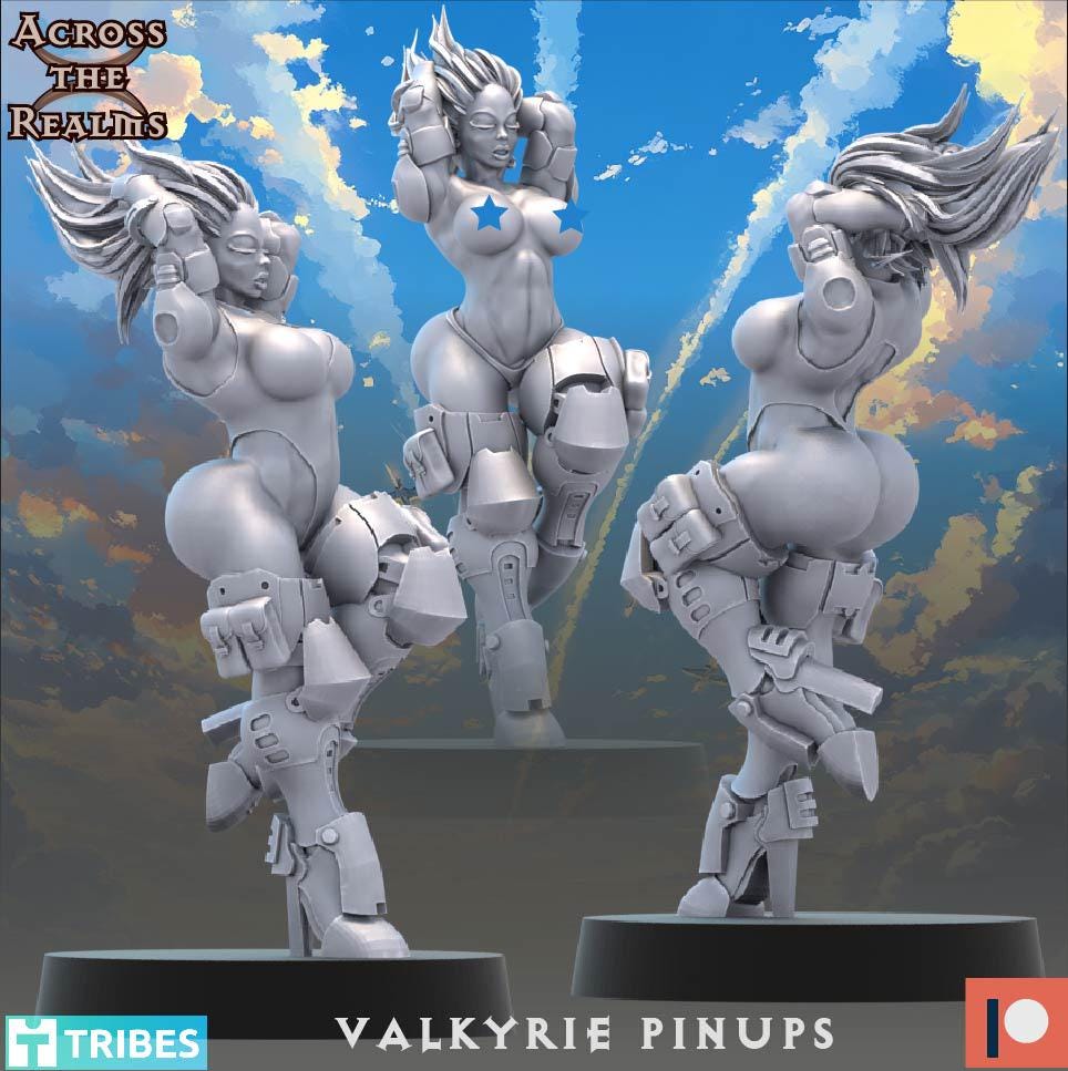 Valkyrie Pinups from Across the Realms,5 Wargame Miniature+ Gratis Bases
